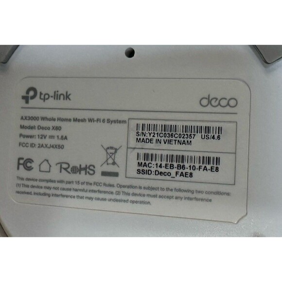 TP-LINK Deco X60 AX3000 Whole Home Mesh Wi-Fi 6 System - 3 Pack 7000 Sq Ft - Picture 3 of 6